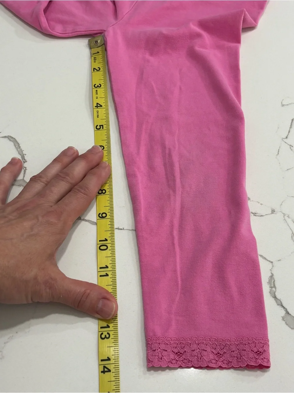 The Children’s Place Girls Pink Stretch Knit Leggings Lace Trim Size Small S 5/6